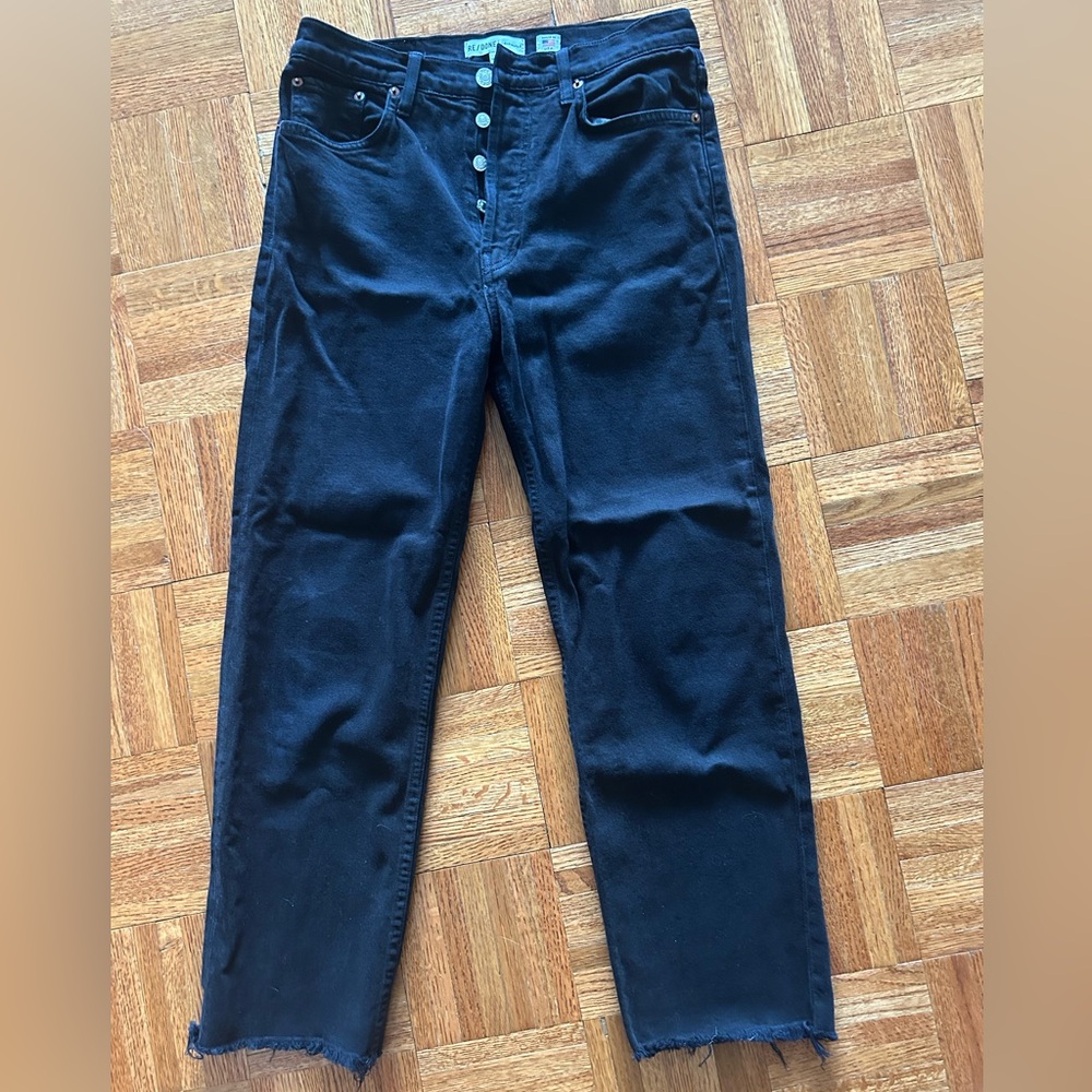Re/Done Black Straight-Leg Button-Fly Pants